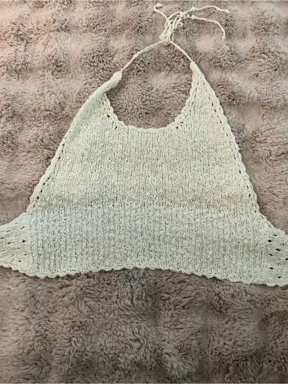 Knitted cream halter top